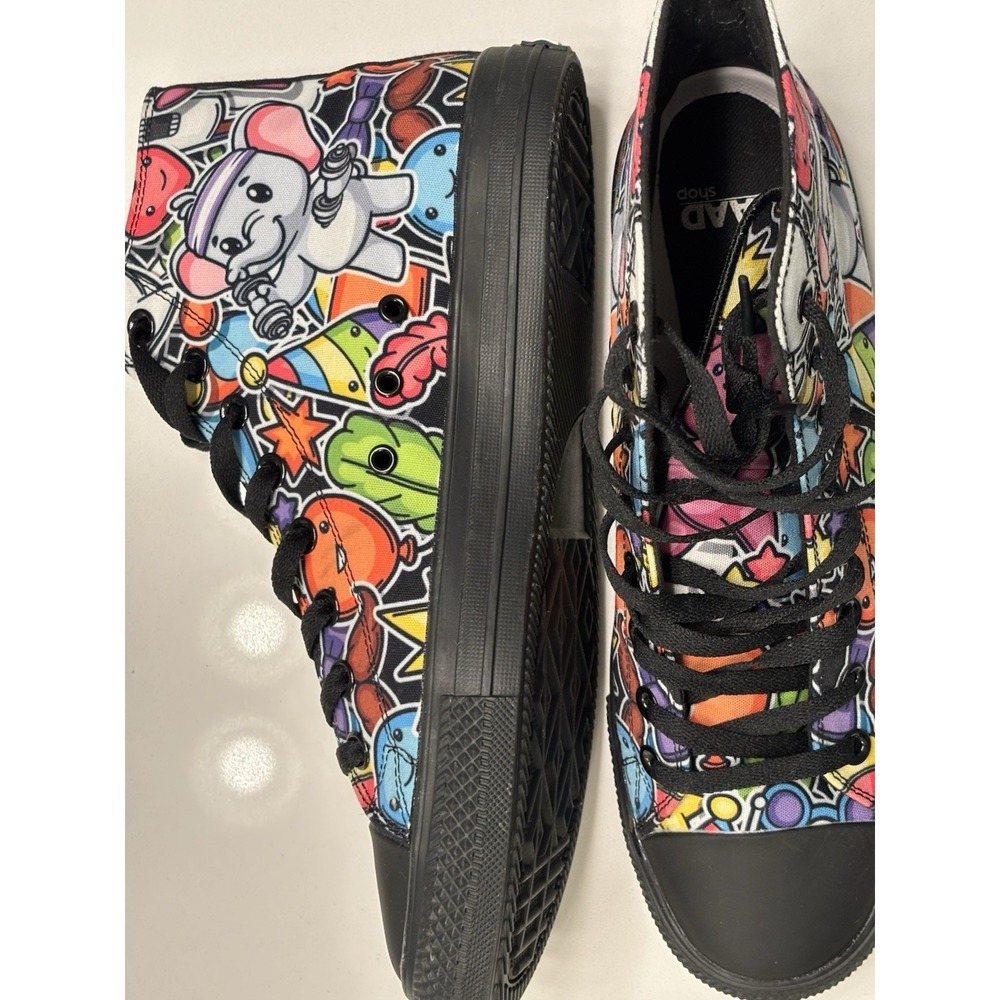 RAAD Shop Colorful Streetwear Cartoon High Top Sneakers Canvas Shoes Size 10M